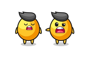 illustration of the argue between two cute golden egg characters