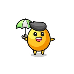 cute golden egg illustration holding an umbrella