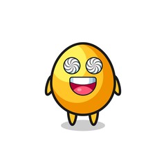 cute golden egg character with hypnotized eyes