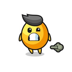 the illustration of the golden egg cartoon doing fart
