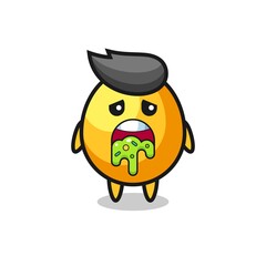 the cute golden egg character with puke