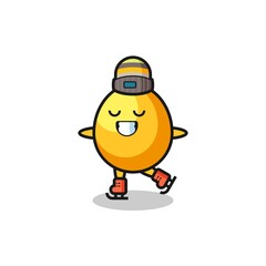 golden egg cartoon as an ice skating player doing perform