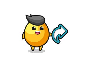 cute golden egg hold social media share symbol