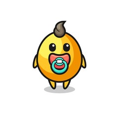baby golden egg cartoon character with pacifier
