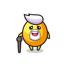 cute golden egg grandpa is holding a stick