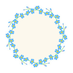 Forget-me-not flowers wreath.