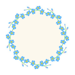 Forget-me-not flowers wreath.