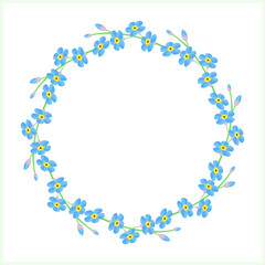 Forget-me-not flowers wreath.