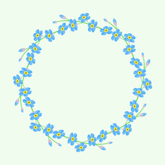 Forget-me-not flowers wreath.