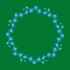 Forget-me-not flowers wreath.