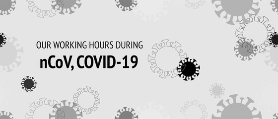 Working Hours During COVID 19, nCoV. Virus Protection Flat Corona Web Page. Flat