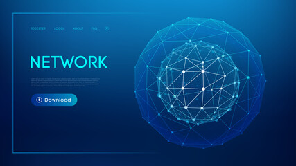 Technology sphere, cloud network. Abstract technology science background. Sphere shield protect. Global network and cloud technology. World education concept. EPS 10.