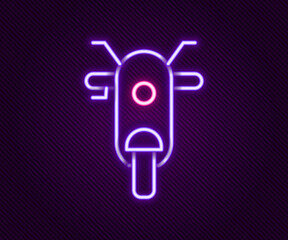 Glowing neon line Scooter icon isolated on black background. Colorful outline concept. Vector