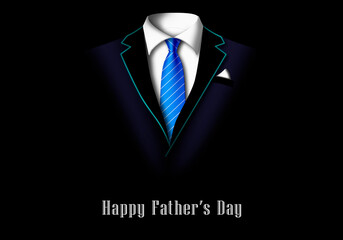 Father's day. Holiday card man's suit on a black background