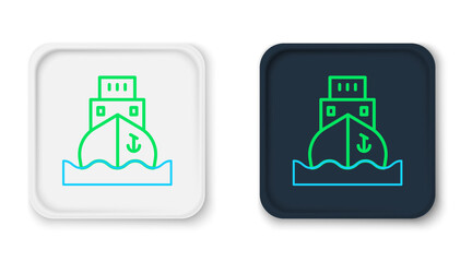 Line Cargo ship icon isolated on white background. Colorful outline concept. Vector