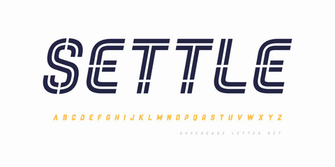 Vector inline stencil uppercase letter set, italic alphabet, font, typography