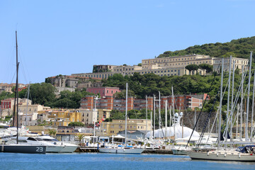 Fototapeta na wymiar Gaeta, Italy - The town and port seen from Caboto waterfront