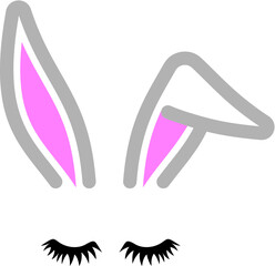 Vector illustration of the Easter bunny ears and eyes