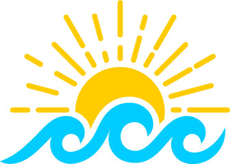 Vector illustration of the waves and sun sign