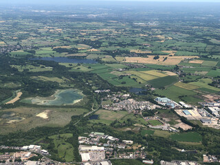 UK countryside viewed from flight