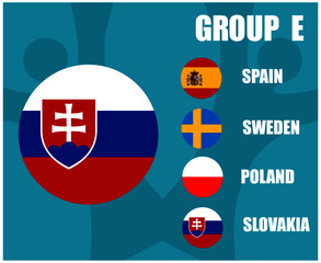 European football 2020 teams.Group E Slovakia Flag.European soccer final