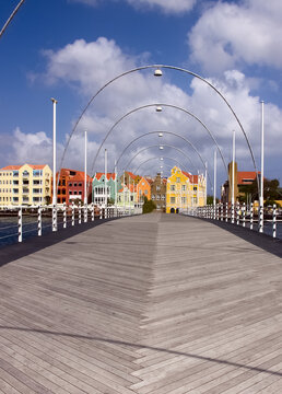 Floating pоntoon bridge in Willemstad, Curacao