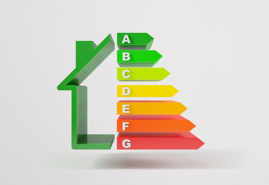 Energy efficiency chart at home. 3d rendering