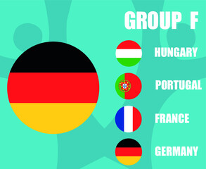 European football 2020 teams.Group F Germany Flag.European soccer final