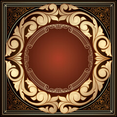 Golden ornate decorative vintage design card
