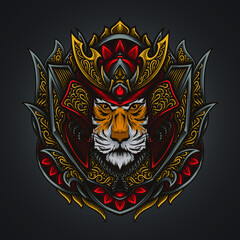 artwork and t shirt design samurai tiger engraving ornament