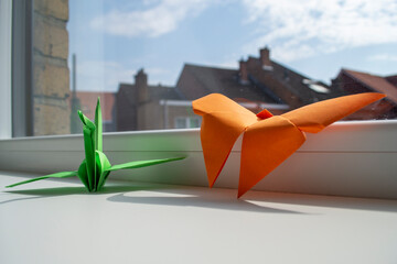 Papillon et grue origami © Agathe Houdayer