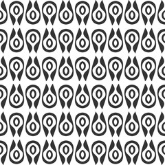 Decorative background pattern with simple black ornaments on white background, wallpaper. Seamless pattern, texture
