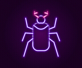 Glowing neon line Beetle bug icon isolated on black background. Colorful outline concept. Vector