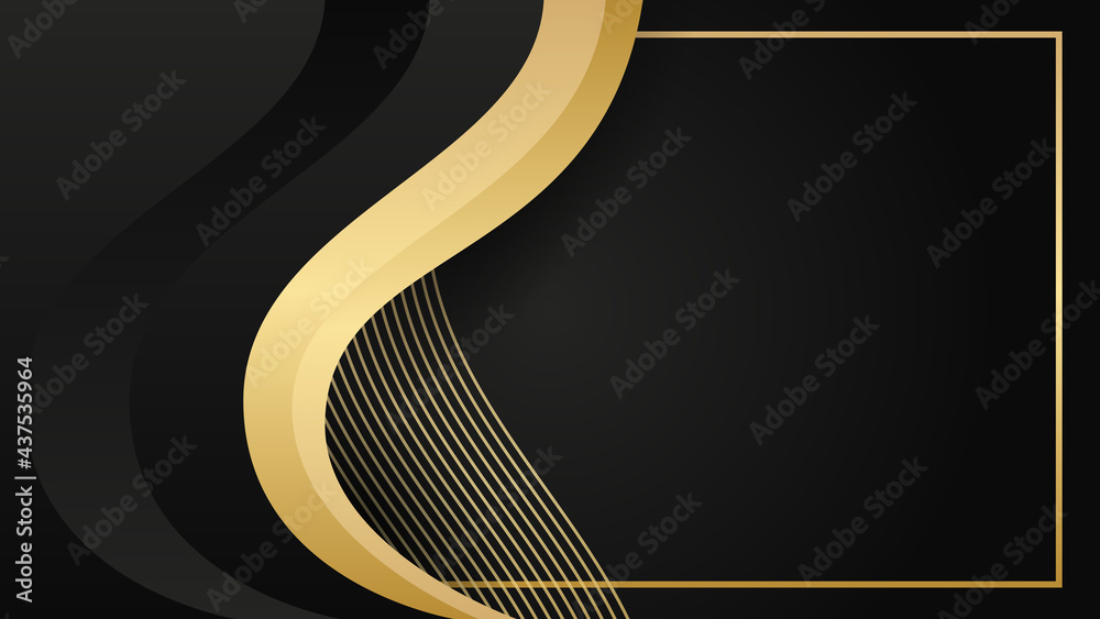 Aufkleber Abstract luxurious black gold background. Modern dark banner template vector with geometric shape patterns . Futuristic digital graphic design
