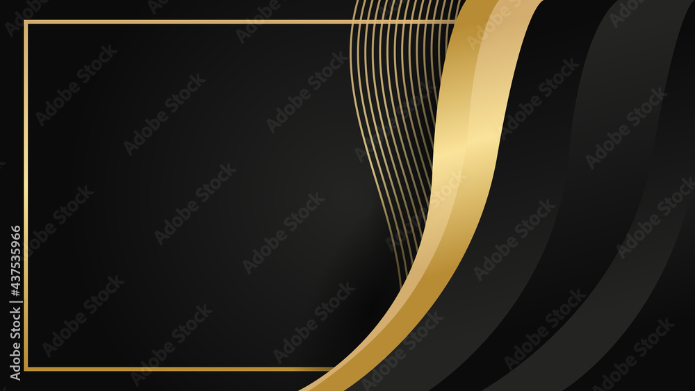 Poster abstract luxurious black gold background. modern dark banner template vector with geometric shape pa