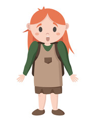 Schoolgirl is perplexed. Pupil in cartoon style