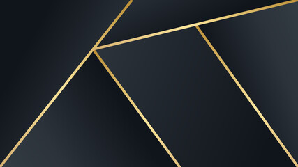 Elegant Abstract Geometric Shiny Luxury Black Gold Background. Good For Wallpaper, Banner, Cover Or Presentation Template.
