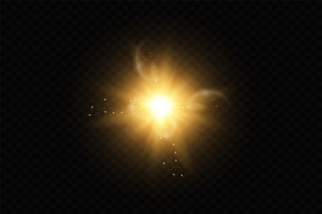 Glow isolated white transparent light effect set, lens flare, explosion, glitter, line, sun flash, spark and stars.