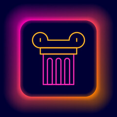 Glowing neon line Ancient column icon isolated on black background. Colorful outline concept. Vector