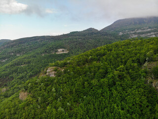 Obraz premium Pasiega Mountains in the north of Spain from a Drone view