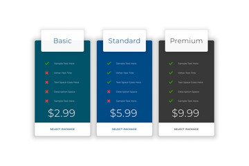 subscription plans and pricing comparision web template