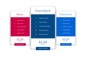 modern comparision plans and pricing template