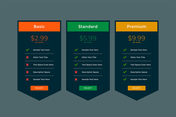 stylish plans and pricing comparision template