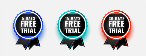 free trial badge stamps for 5 10 and 30 days