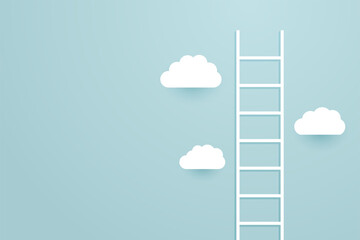 ladder climb up the sky with clouds