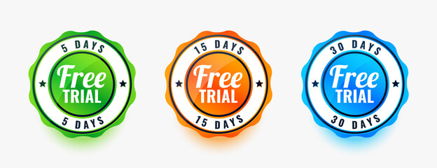 set of three free trial badges