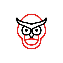 Double Meaning Logo Combination of monkey and Owl with style line art
