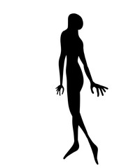 The figure of a flying, jumping man. Black isolated silhouette of a man on a white background. Clipart.