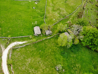 Pasiega Mountains in the north of Spain from a Drone view