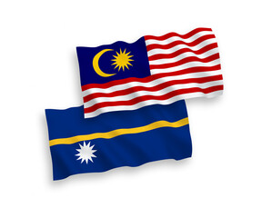 Flags of Republic of Nauru and Malaysia on a white background